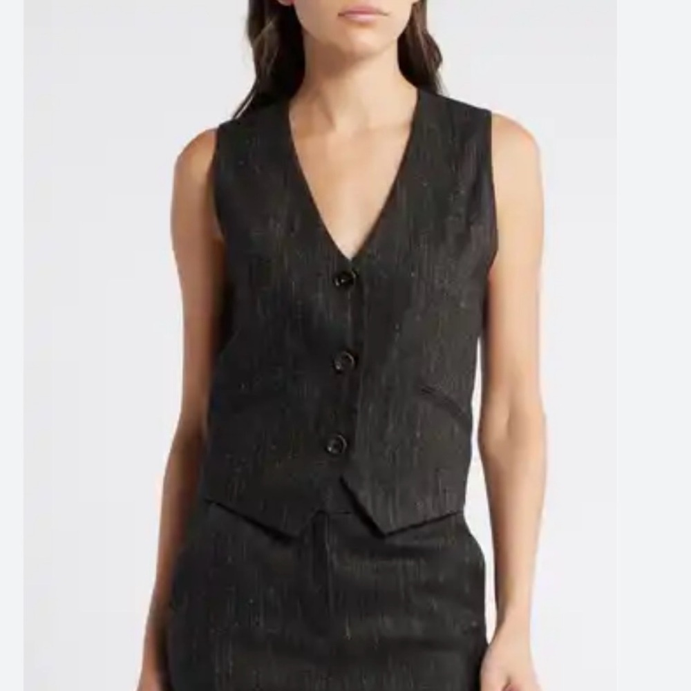 A.L.C Maxwell Black Linen Vest size S
